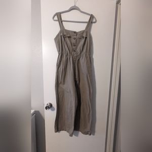 Olive Green linen jumpsuit, size L